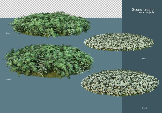 Representación 3D del arreglo de campo de flores