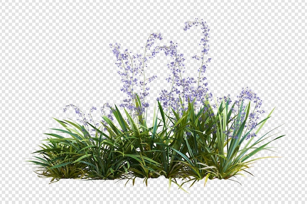 PSD representación 3d de arreglos de arbustos y plantas.