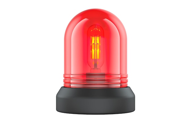 Representación 3D de la baliza roja de advertencia de emergencia aislada sobre un fondo transparente
