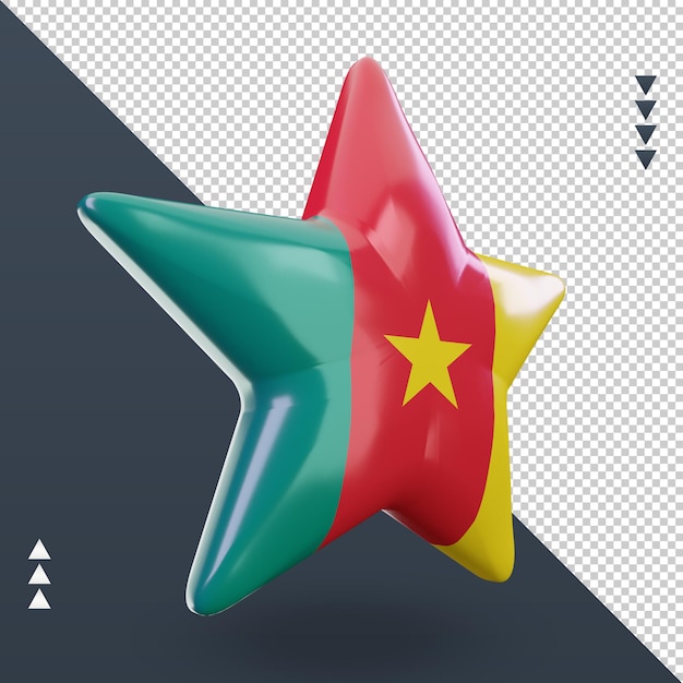 PSD representación 3d de la bandera de camerún estrella vista izquierda