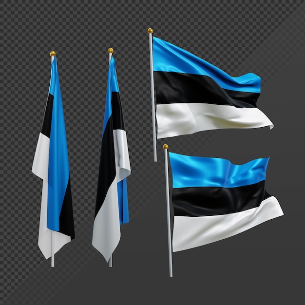 Representación 3d bandera de estonia de europa del norte ondeando y sin aleteo