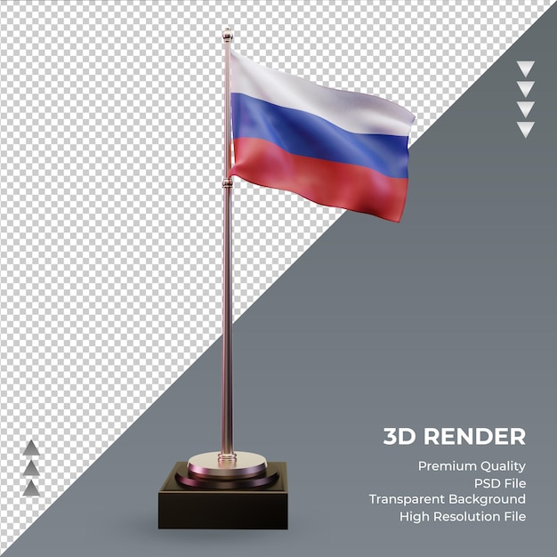 Representación 3D de la bandera de la Federación de Rusia vista frontal