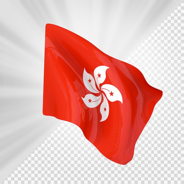 Representación 3d de la bandera de hong kong