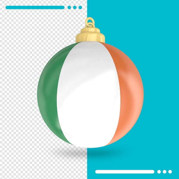 Representación 3d de la bandera de irlanda de navidad aislada