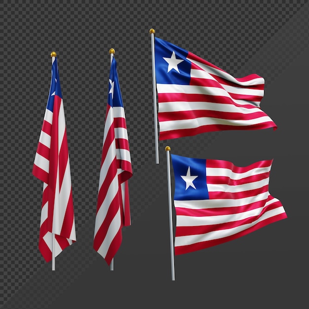 PSD representación 3d bandera de liberia de áfrica occidental ondeando y sin aleteo