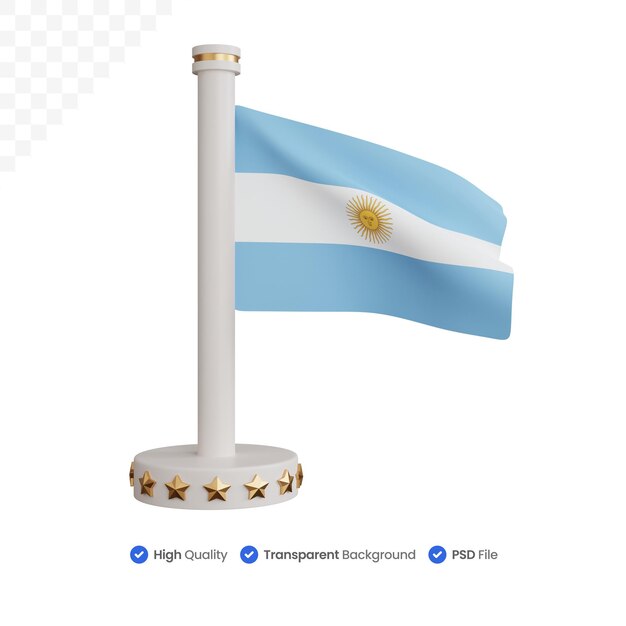 PSD representación 3d bandera nacional argentina aislada