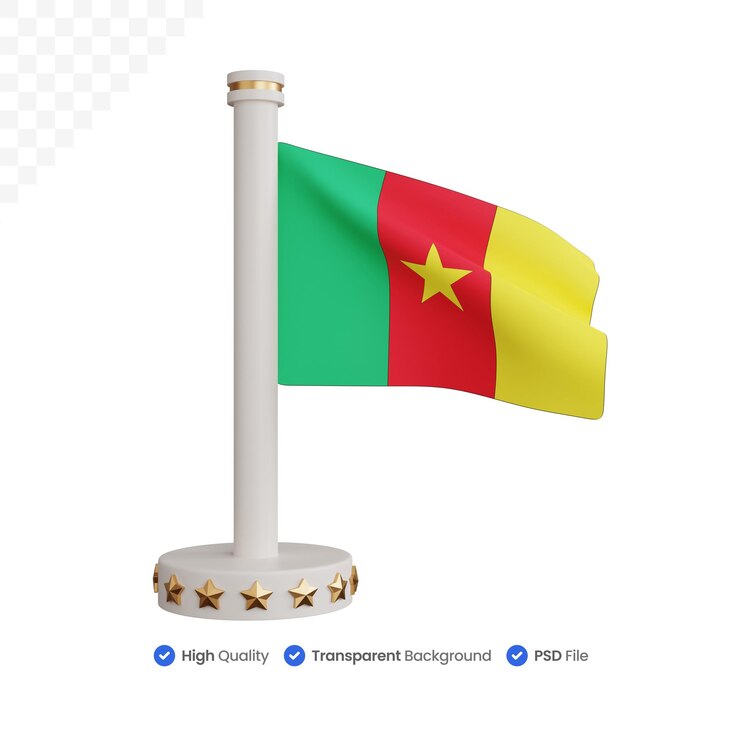 PSD representación 3d de la bandera nacional de camerún aislada