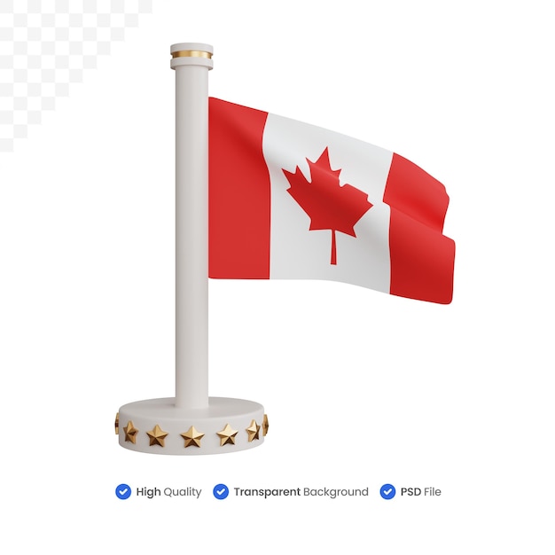 Representación 3d bandera nacional de canadá aislada