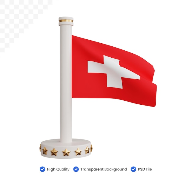 Representación 3d de la bandera nacional de suiza aislada