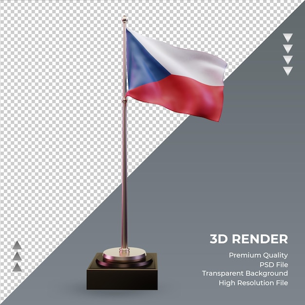 Representación 3d de la bandera de la república checa vista frontal