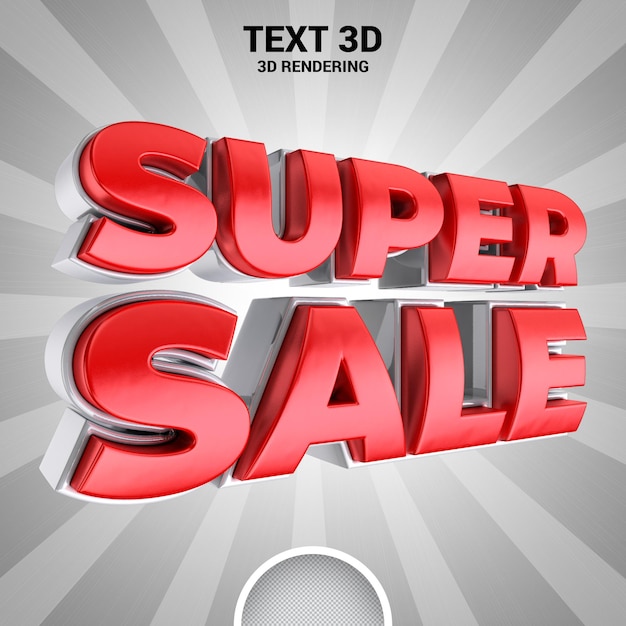 PSD representación 3d de banner super venta