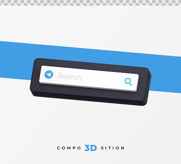 PSD representación 3d de la barra de búsqueda de telegram