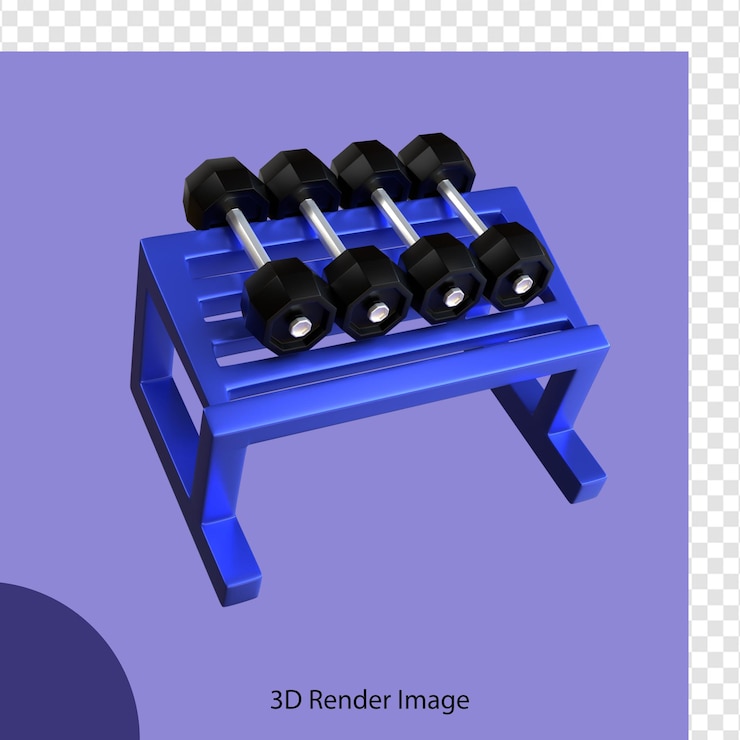 PSD representación 3d de barras de fitness de gimnasio alineadas