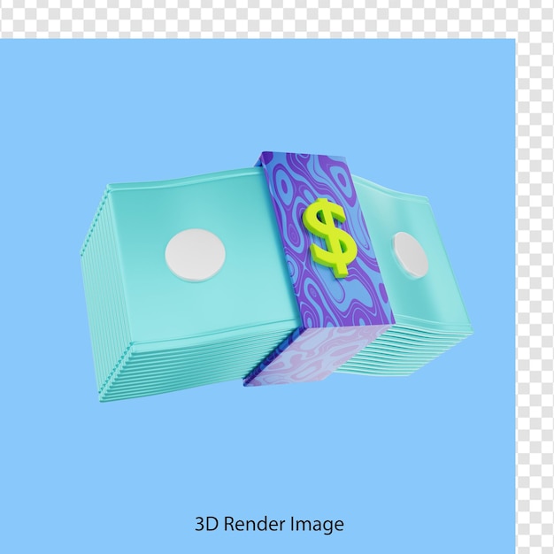 Representación 3d de un billete de dólar de paquete