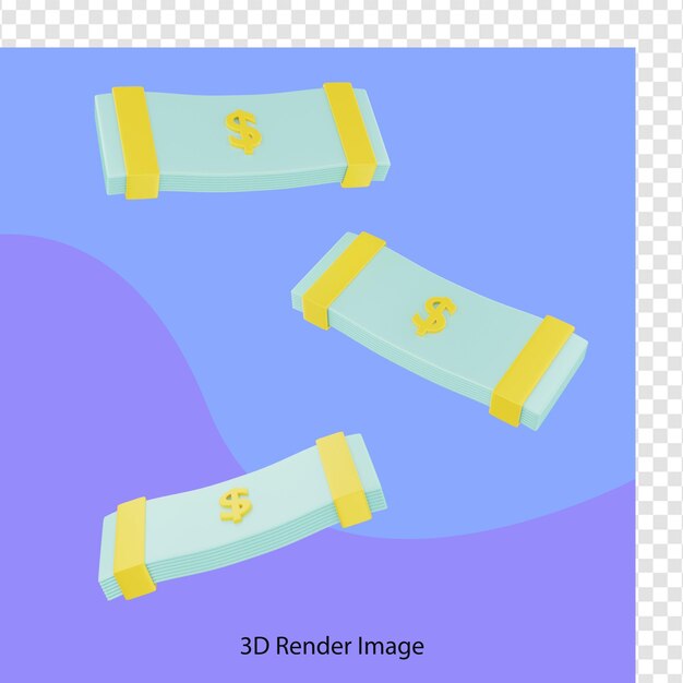 Representación 3d de billetes de dólar