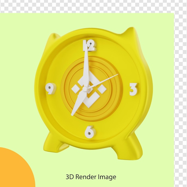 Representación 3d de binance crypto coin con reloj