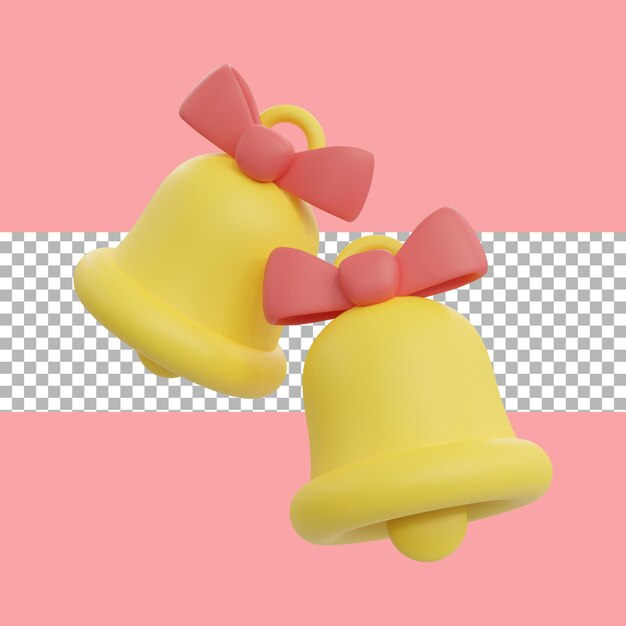La representación en 3D de unas bonitas campanas con un lazo rojo es una adición perfecta a cualquier celebración transparente