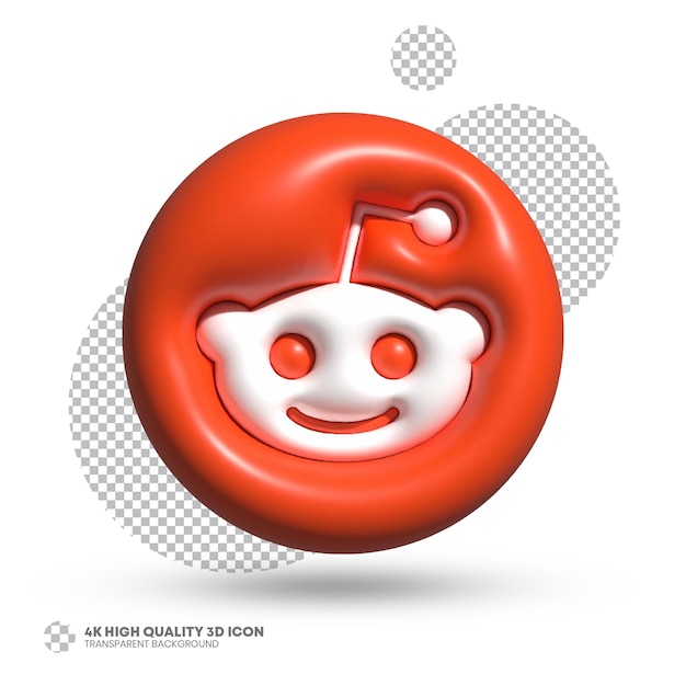 PSD representación 3d brillante y colorida del icono de reddit para el diseño de redes sociales