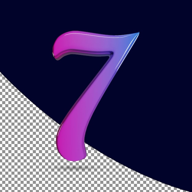 Representación 3D del brillante número 7