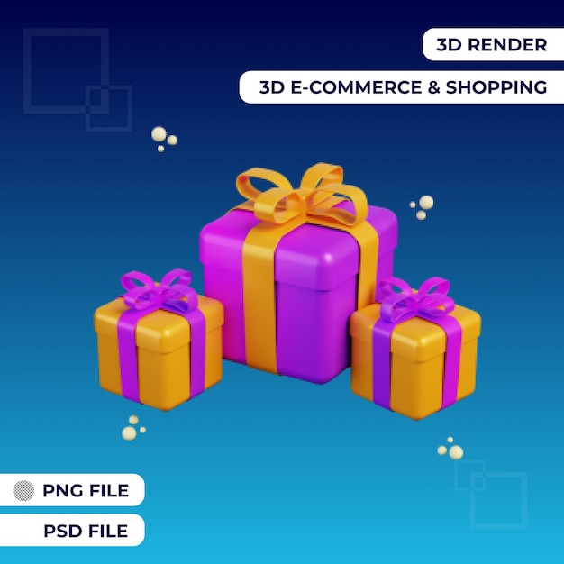 Representación 3d caja de regalo icono ilustración objeto premium psd