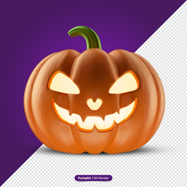 Representación 3d de calabaza de halloween realista