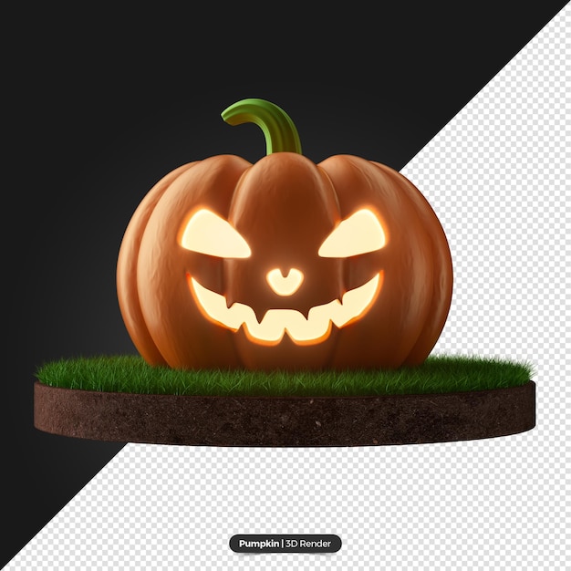 Representación 3d de calabaza de halloween realista