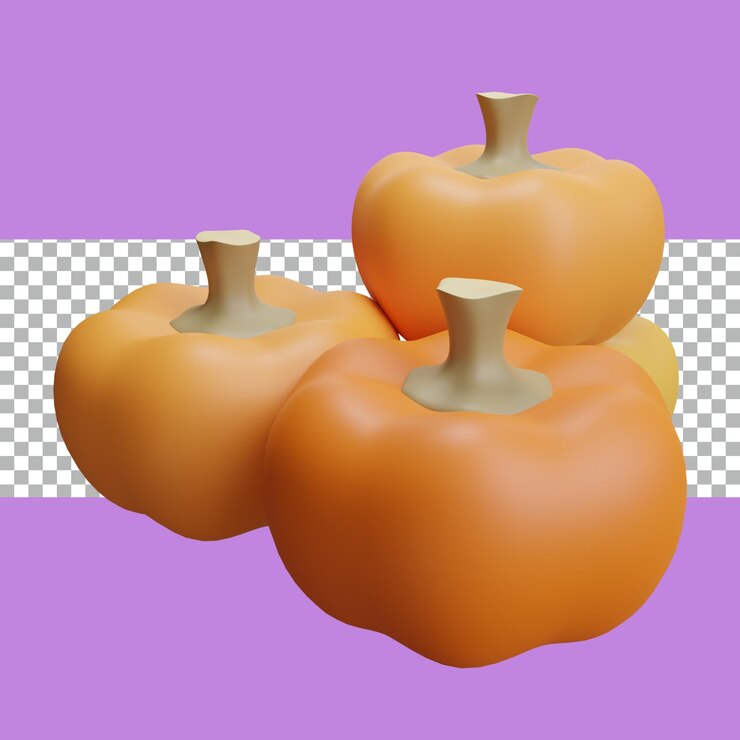 PSD representación 3d calabazas color naranja transparente