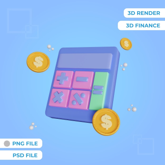 PSD representación 3d calculadora objeto aislado premium psd