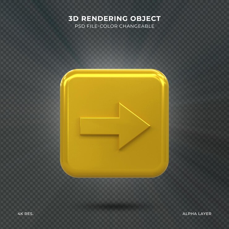 PSD representación 3d cambiar signo de flecha ui icono dorado 3d