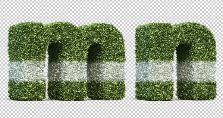 PSD representación 3d del campo de juego de césped alfabeto my alfabeto n