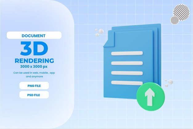 PSD representación 3d cargar documento icono objeto premium psd