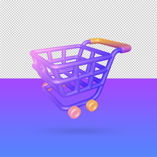 Representación 3d carrito de compras vacío PSD gratuito color editable