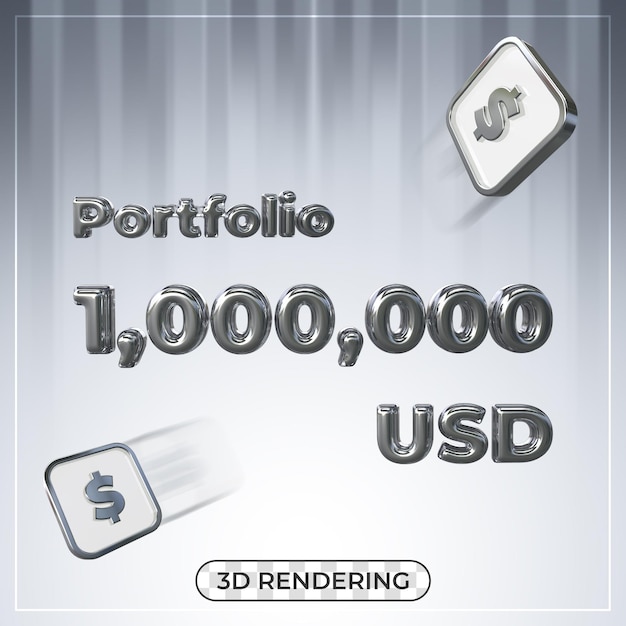 Representación 3d de cartera de 1 millón de dólares usd