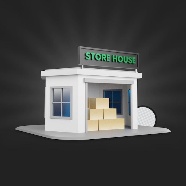 Representación 3D de la casa de la tienda
