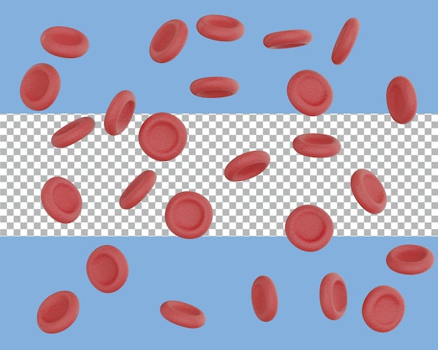 PSD representación 3d de células sanguíneas cayendo transparentes