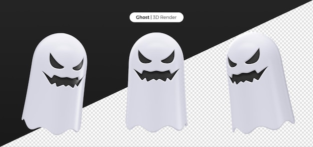 PSD representación 3d de la colección de fantasmas de halloween