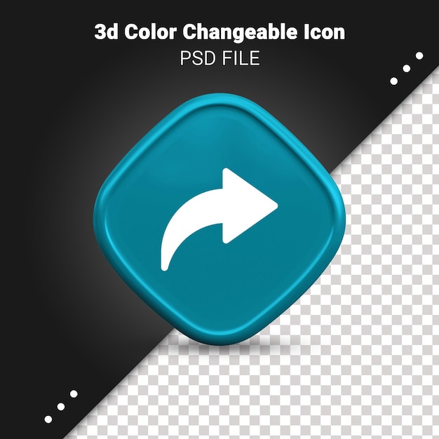 PSD representación 3d del color del icono de compartir cambiable y totalmente editable