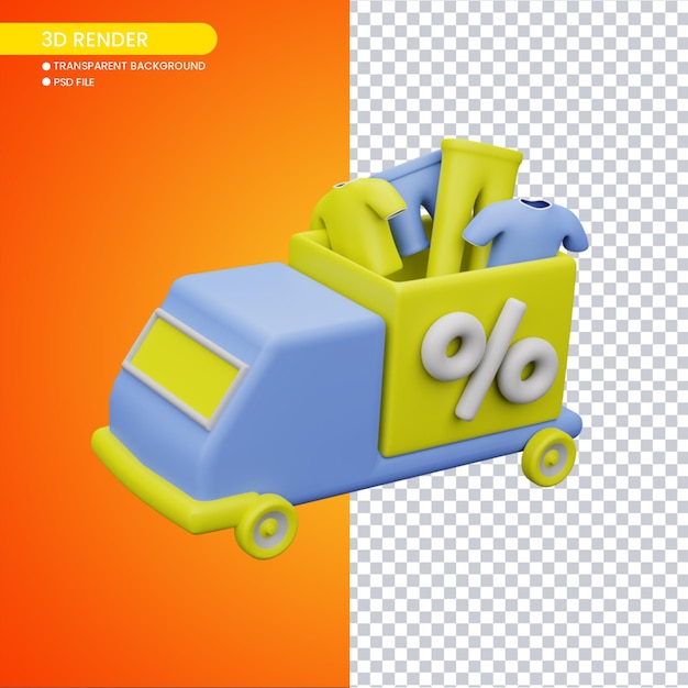 Representación 3d de comercio electrónico para redes sociales.