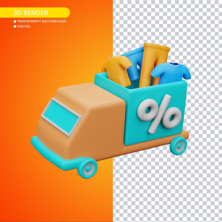 PSD representación 3d de comercio electrónico para redes sociales.