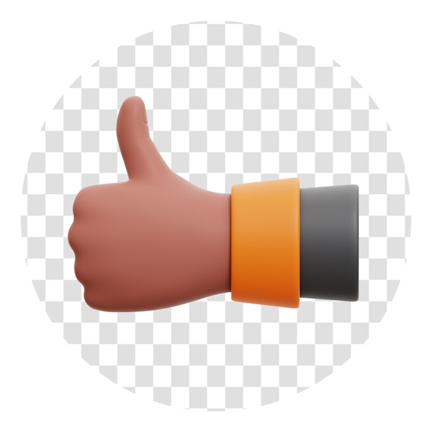 Representación 3d como icono 3d de gesto de mano