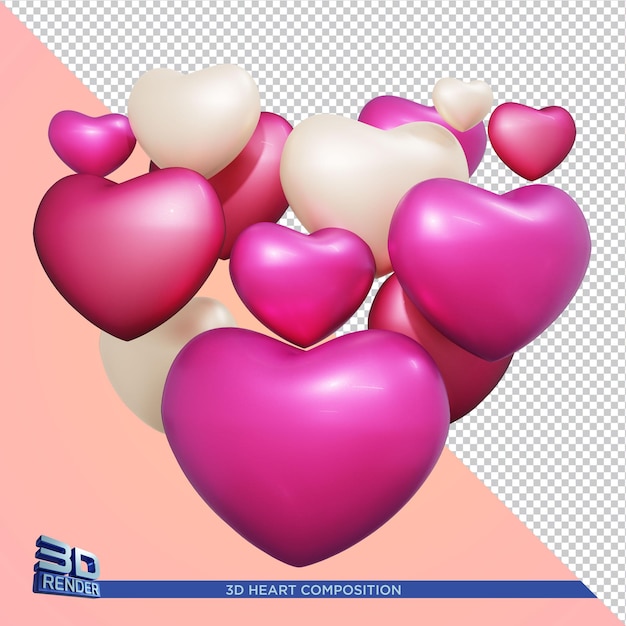 Representación 3D de la composición del corazón aislado