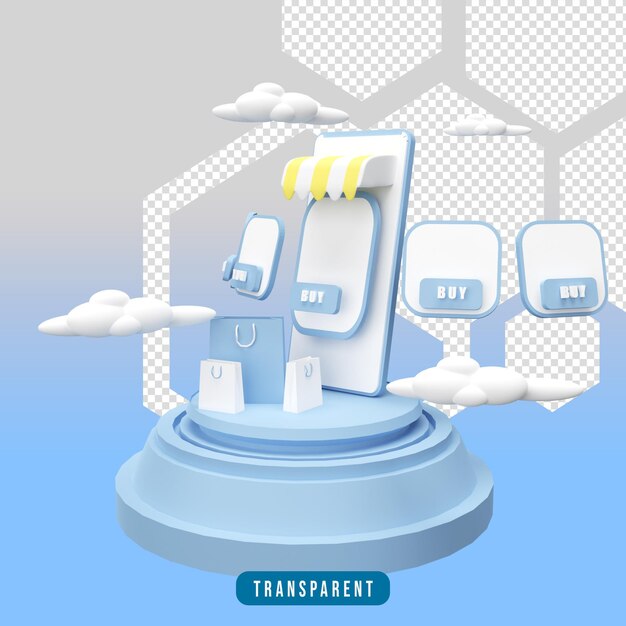 Representación 3d de compras en línea ilustración