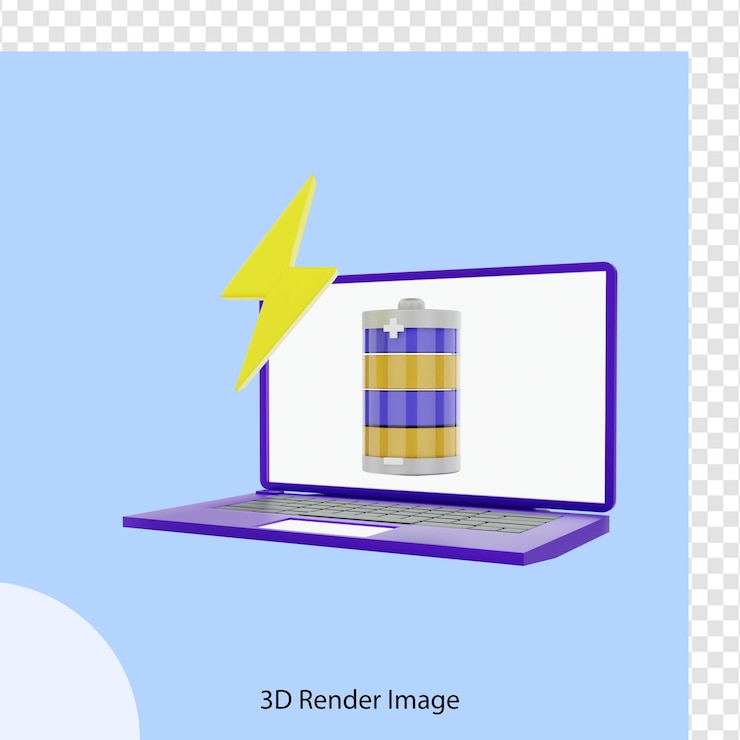 PSD representación 3d de la computadora portátil del día de la tierra con batería ecológica