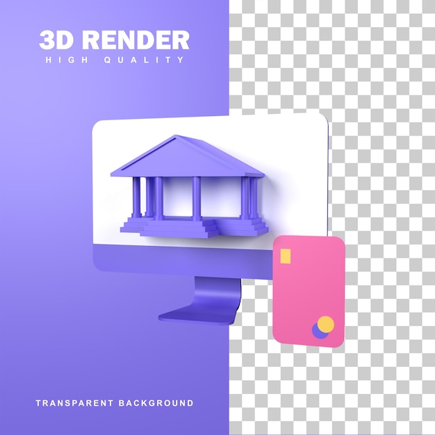 Representación 3D del concepto de banca en línea.
