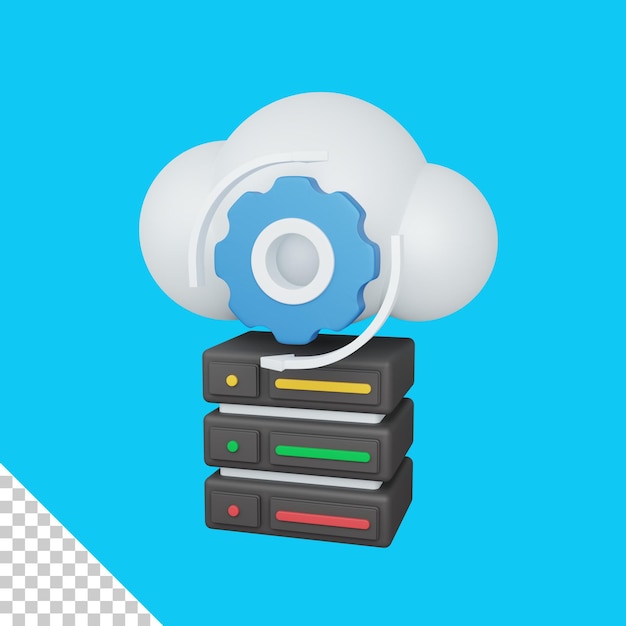 Representación 3d del concepto de computación en la nube con flecha en la nube y servidor colorido útil para el servidor de TI