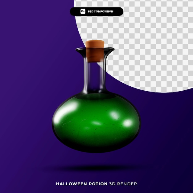 Representación 3D del concepto de halloween de poción mágica aislado