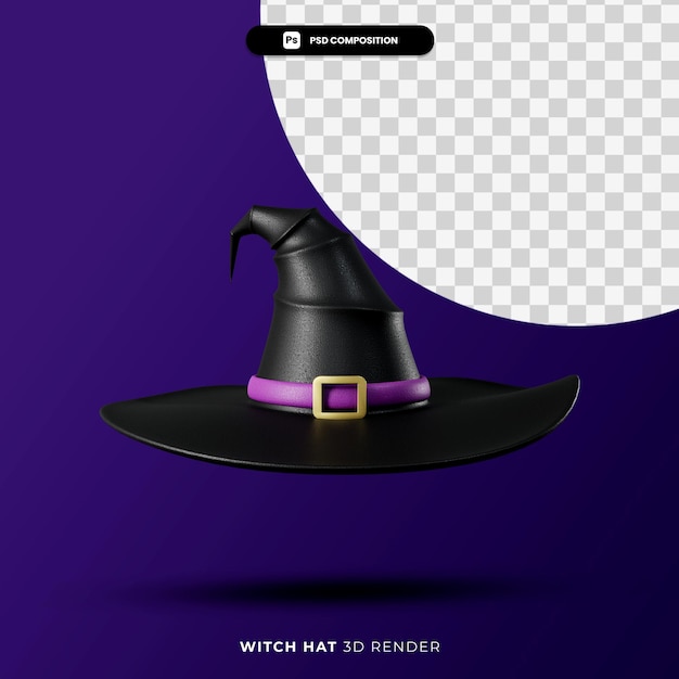 Representación 3d del concepto de halloween de sombrero de bruja aislado