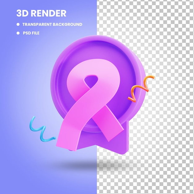 Representación 3D del concepto de ilustración de icono de insignia de cinta de sida