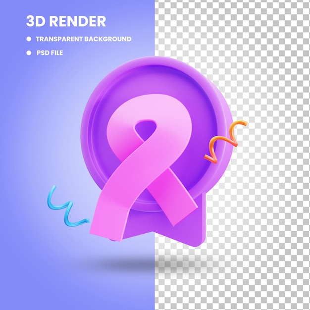 PSD representación 3d del concepto de ilustración de icono de insignia de cinta de sida