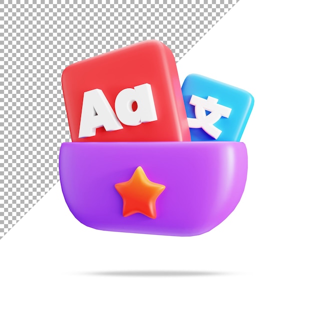 Representación 3d del concepto de ilustración de icono de traductor